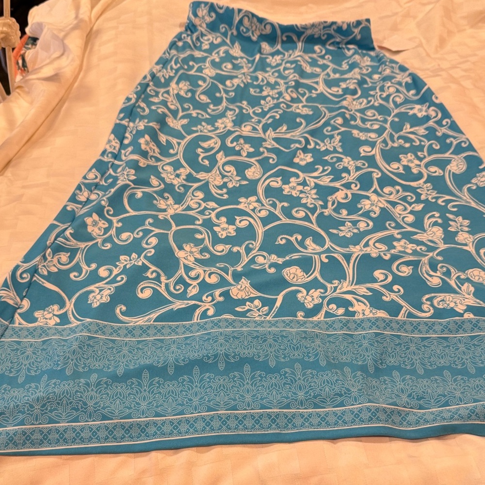Blue and White Floral Maxi Skirt